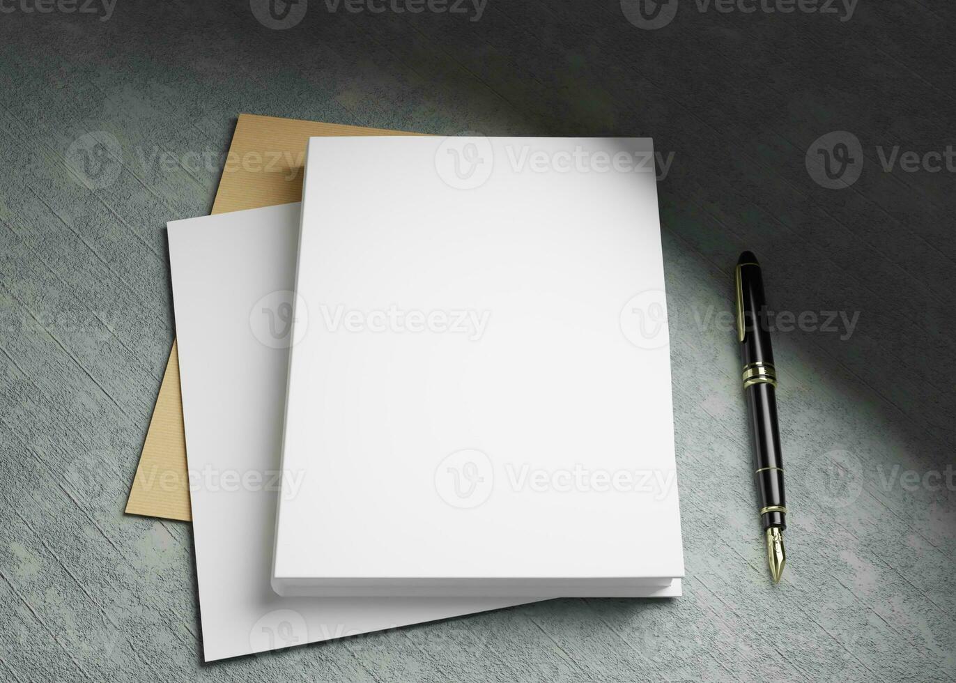 Book Hardcover Mockup with Concrete Background photo