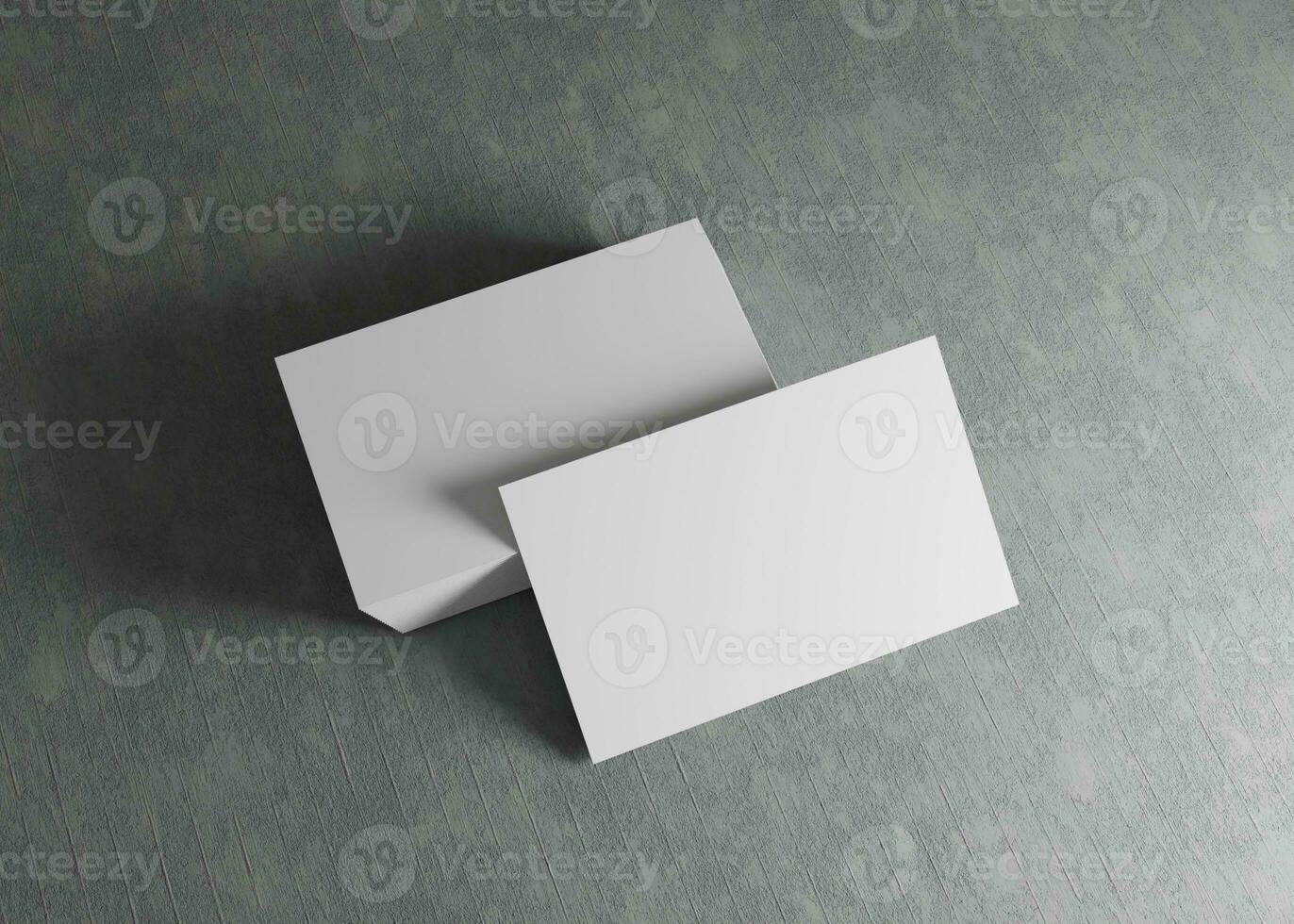 Realistic Business Card Mockup with Concrete Background photo