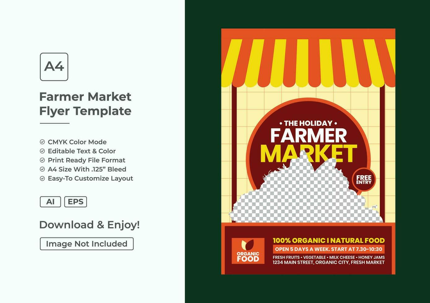 Farmer market organic farm flyer poster template vector