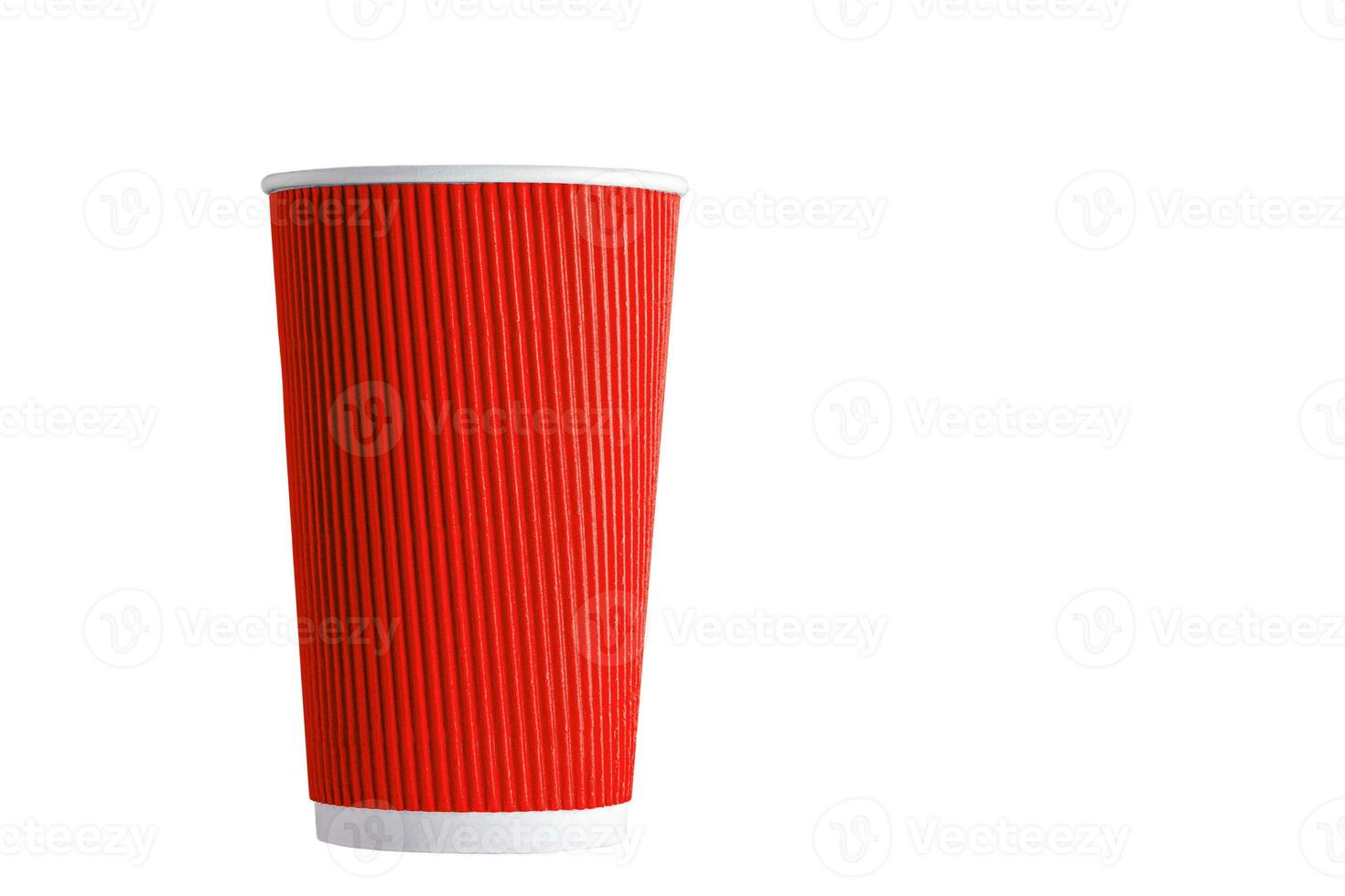 beautiful cardboard glass of red color on a white background photo