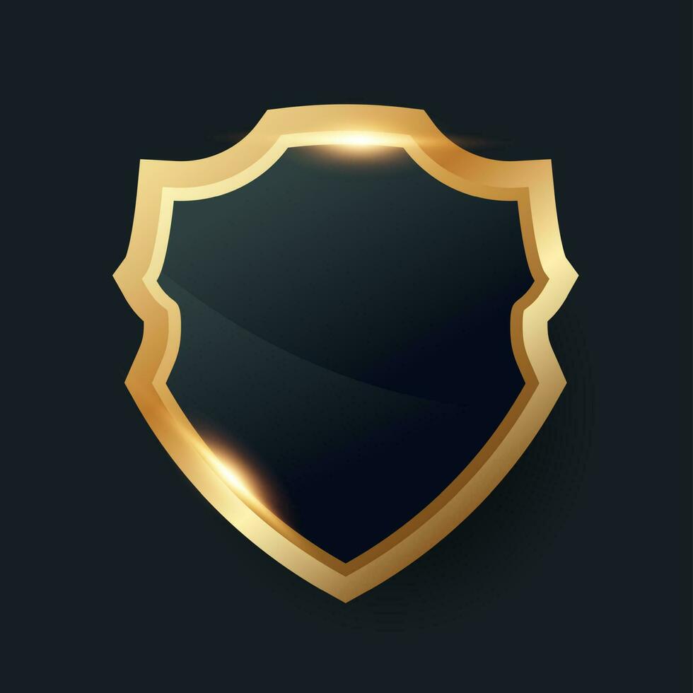 Black shield with golden frame, Vector luxury design element