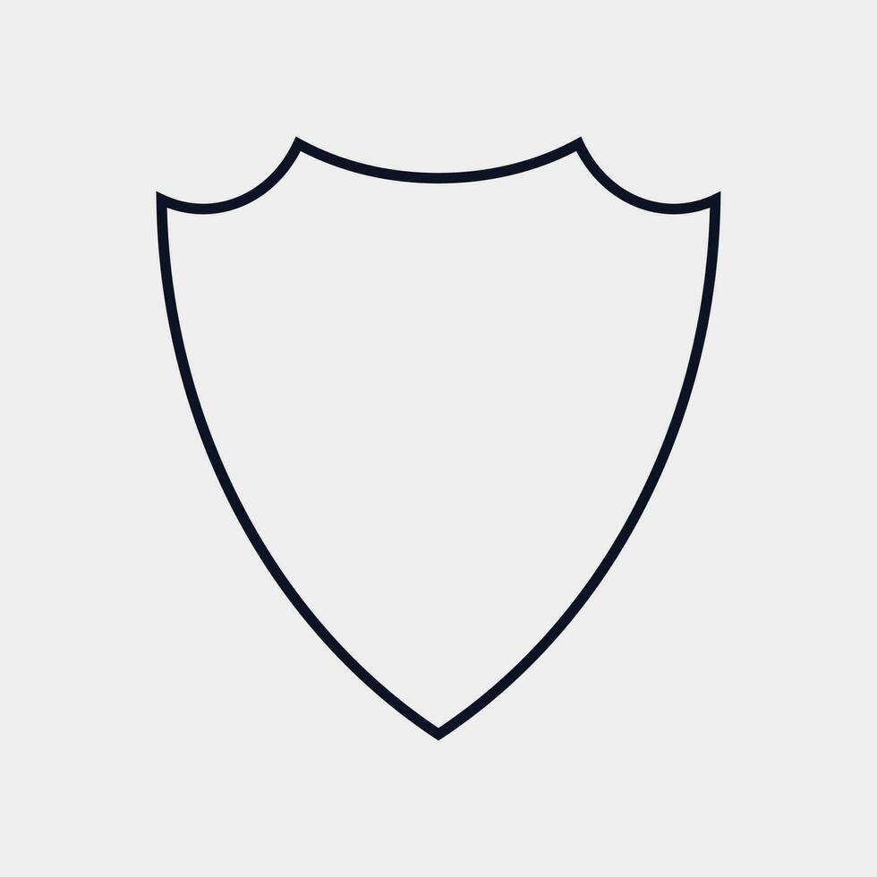 Black shield line icon. shield security. Badge quality symbol, sign, logo, emblem. Vector illustration.