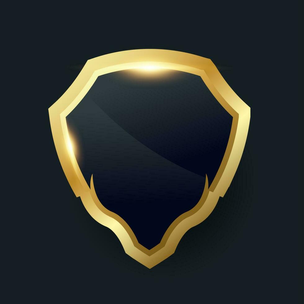 Black shield with golden frame, Vector luxury design element