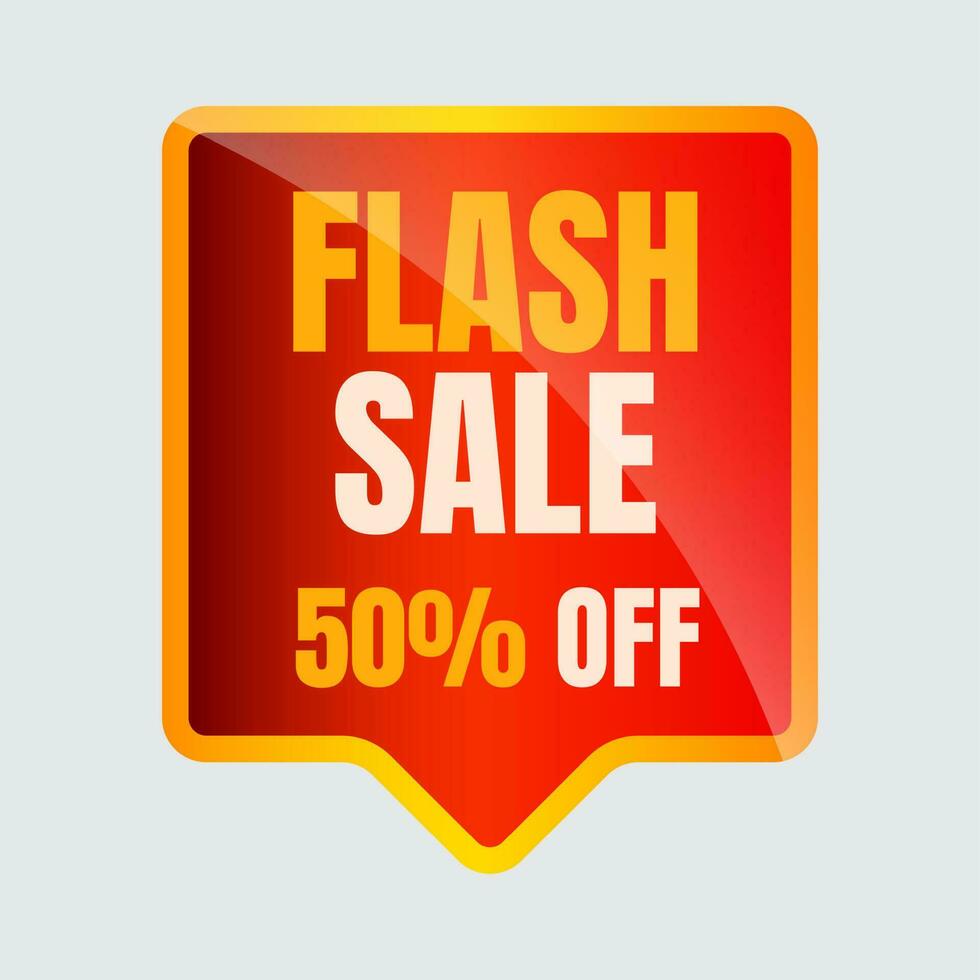 Flash sale 50 percent off. red sale tag banner vector