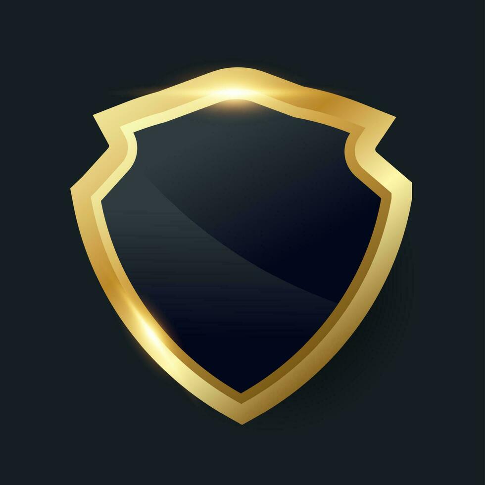 Black shield with golden frame, Vector luxury design element