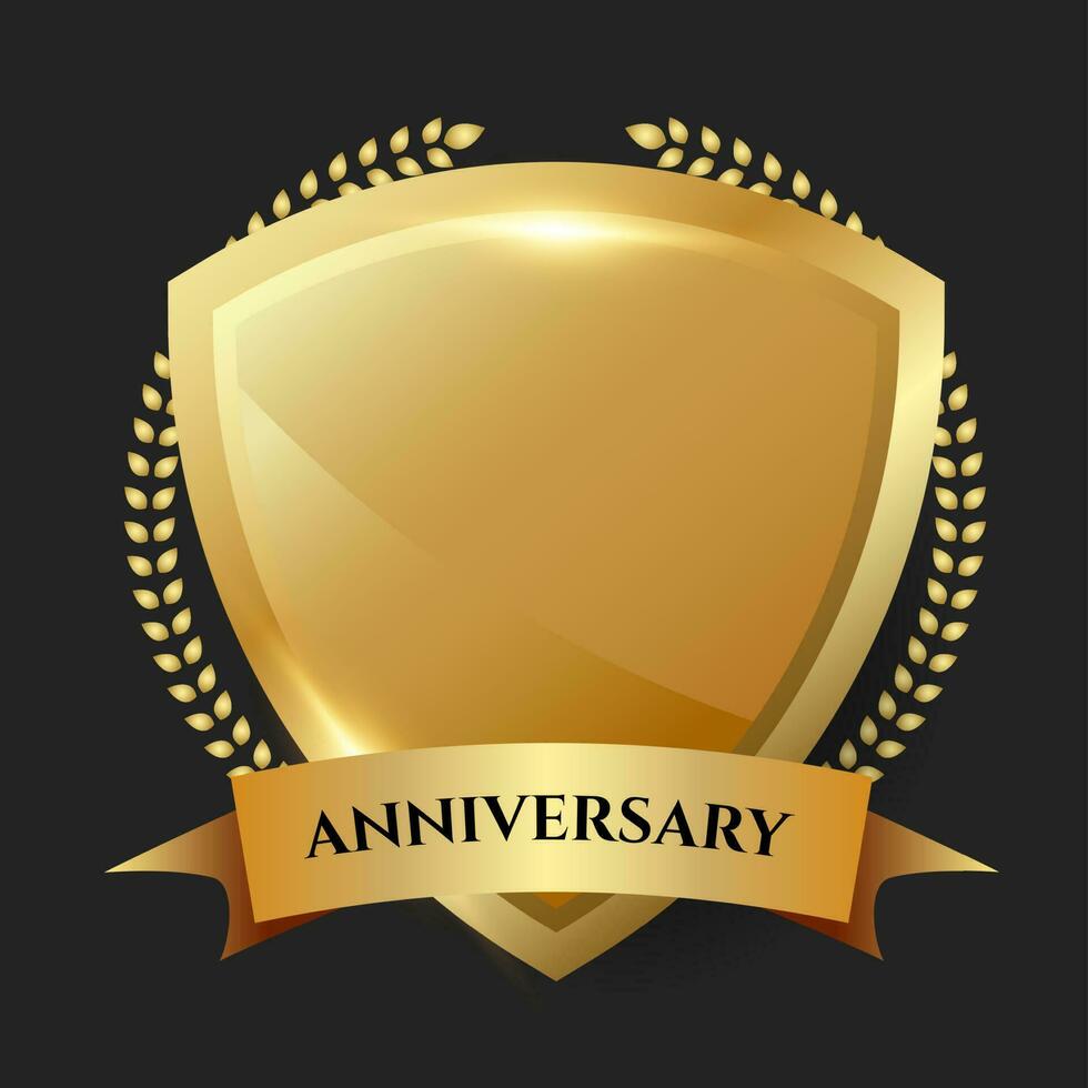Golden anniversary celebration shield vector