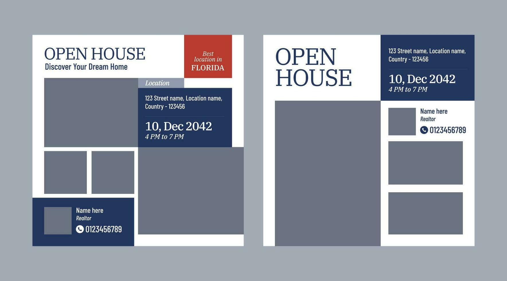 Real Estate Social Media Template, Open House Social Media Template, Real Estate Services vector