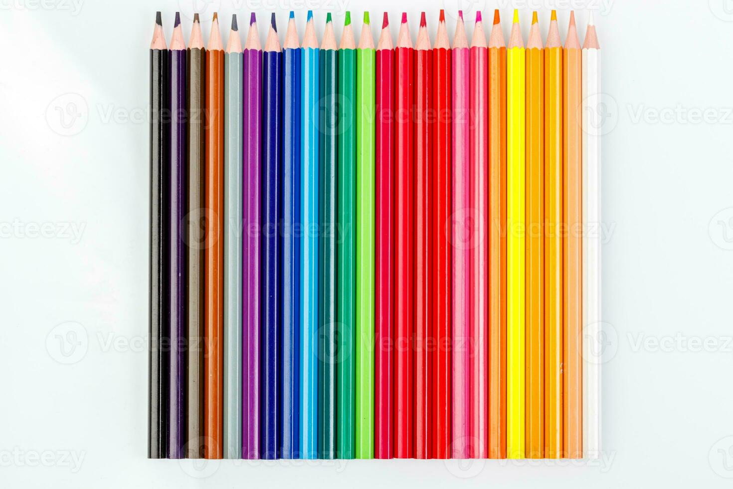 macro multicolored pencils on a white background photo