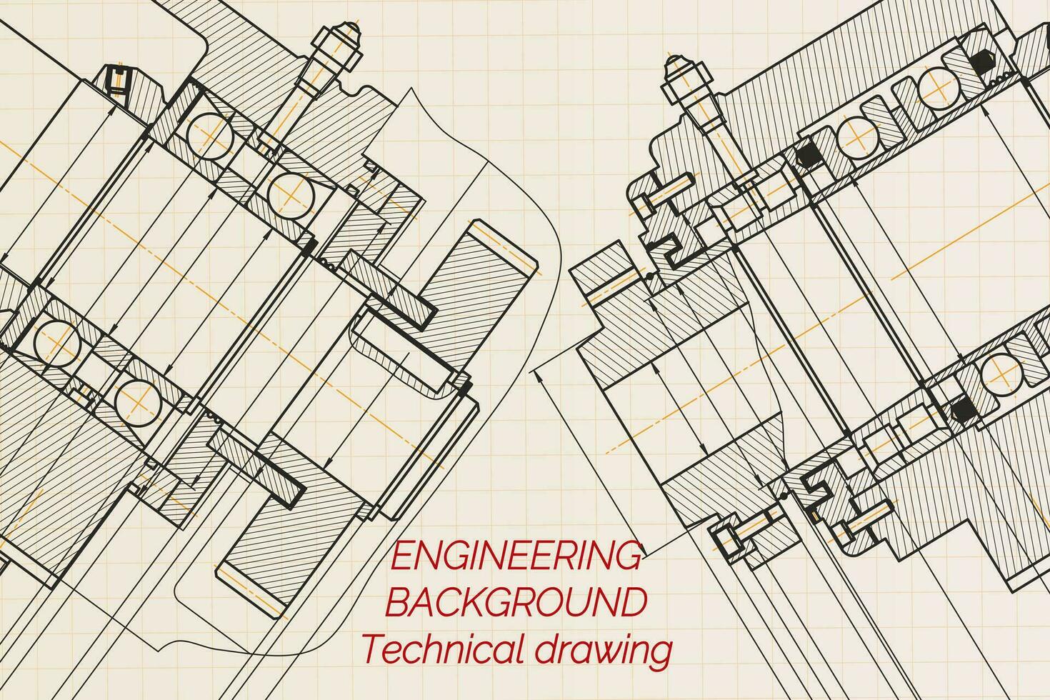 mecánico Ingenieria dibujos en ligero antecedentes. molienda máquina huso. técnico diseño. cubrir. Plano. vector ilustración.