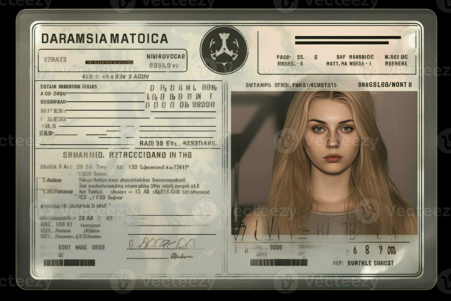 Driver license document young female. Generate Ai photo