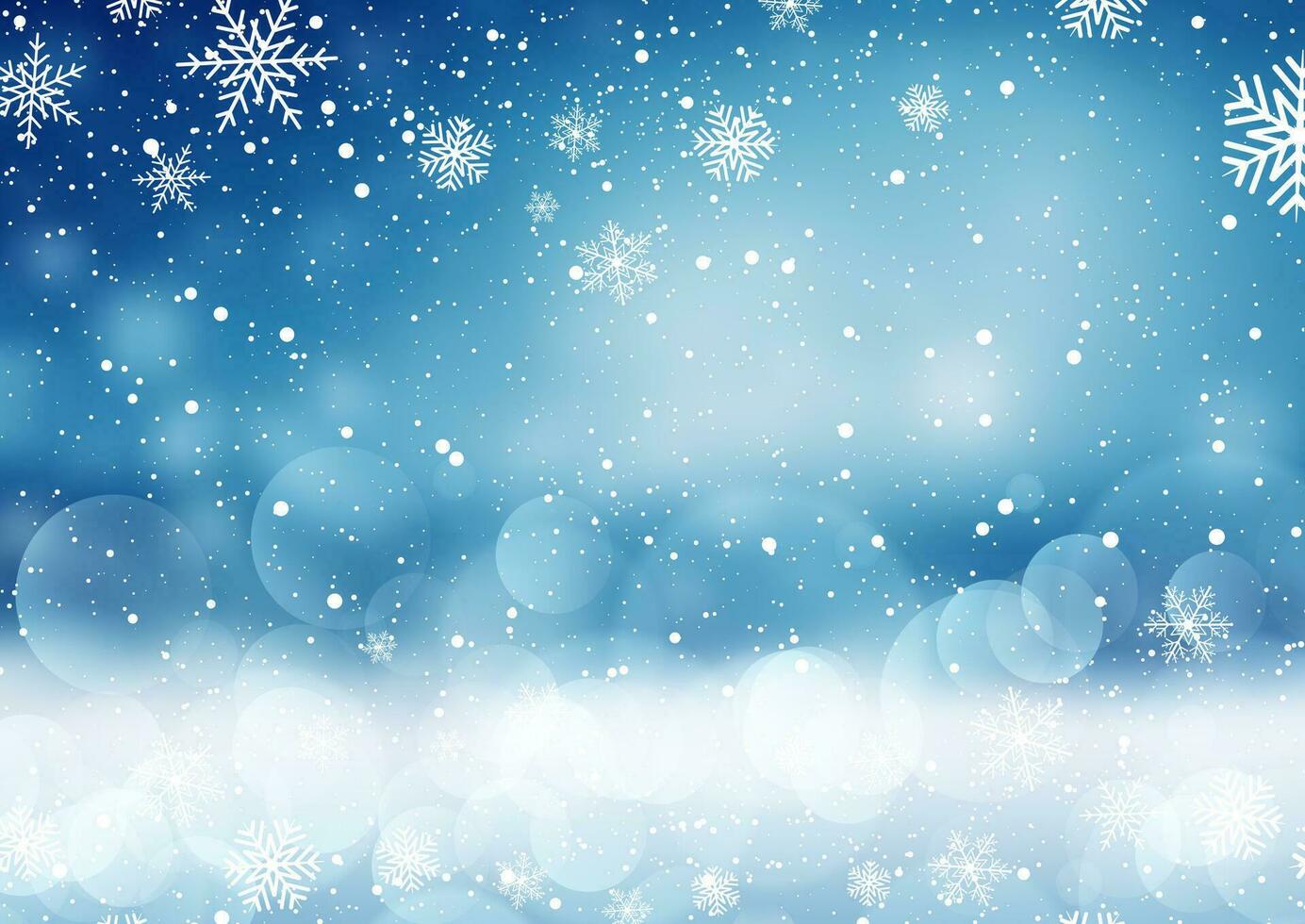 Navidad antecedentes con copos de nieve y bokeh luces vector