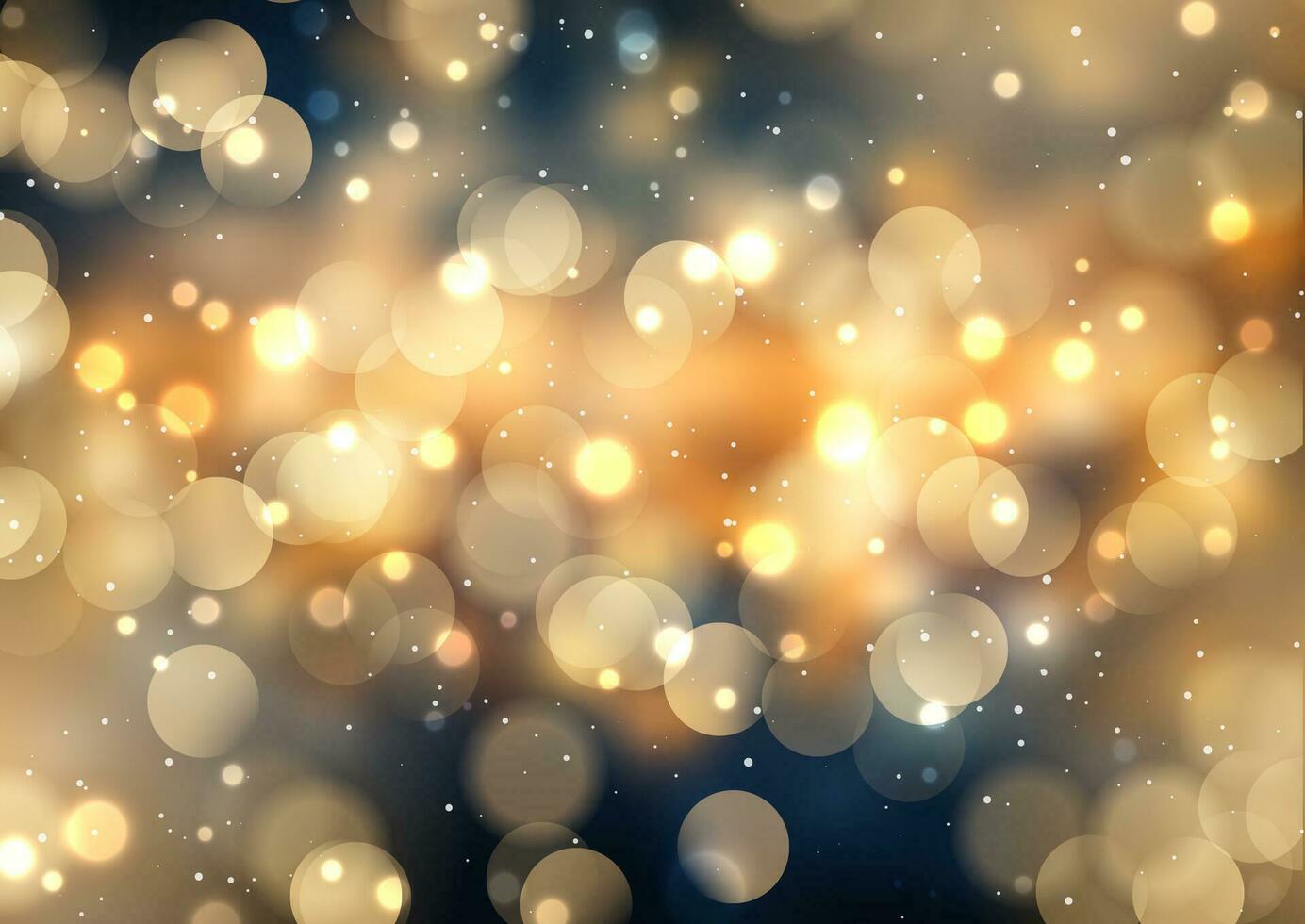 Christmas background with golden bokeh lights vector