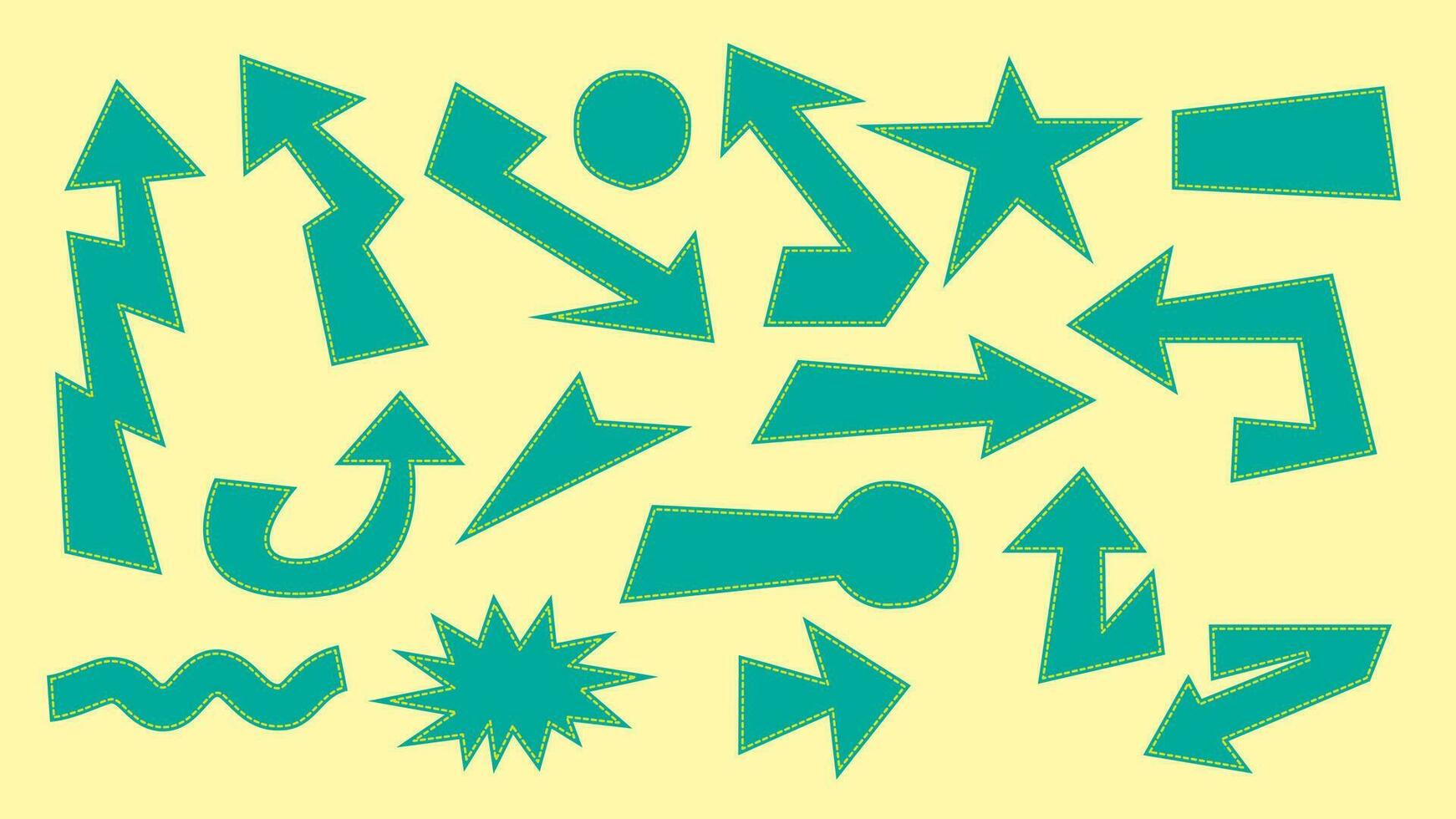 cartoon arrows and shapes abstract trendy urban style collection vector