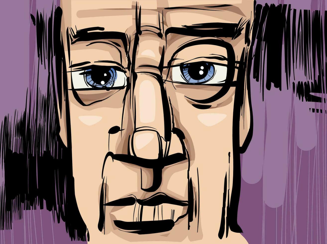 man face artistic drawing illustration vector
