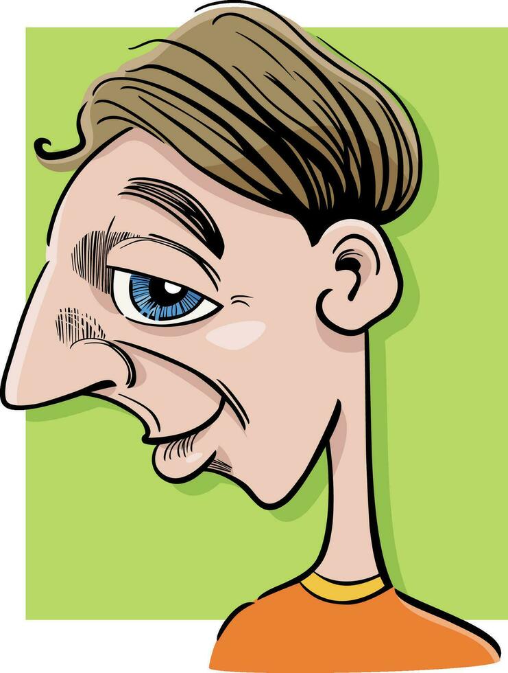 funny young man caricature drawing illustration vector