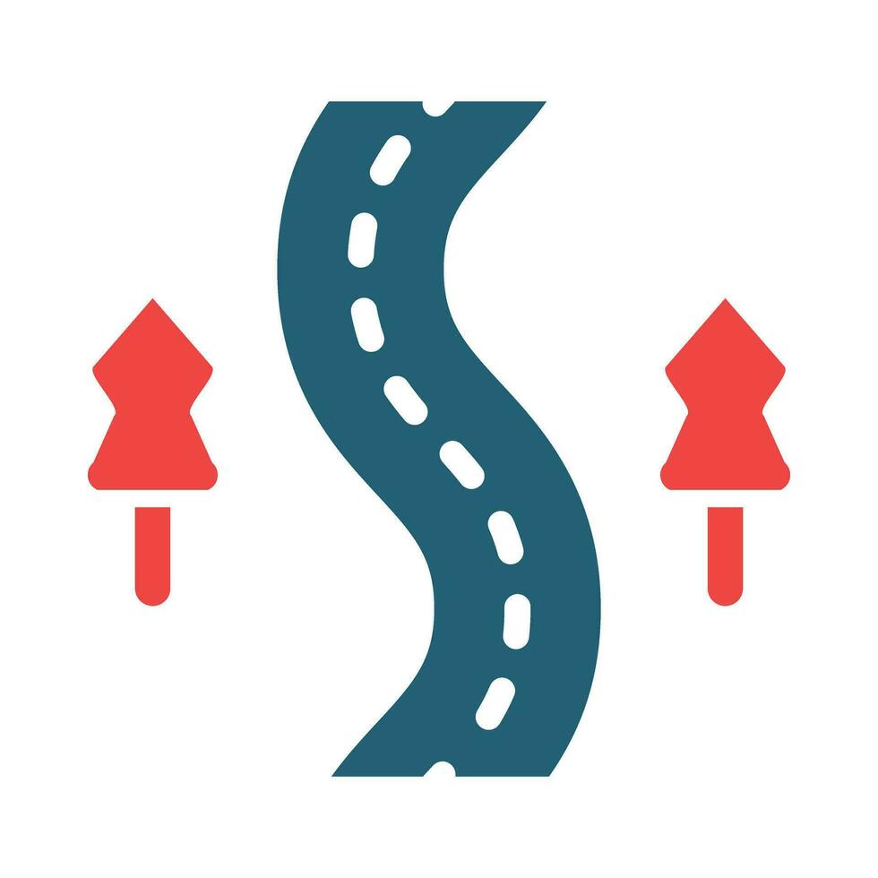 Windy Road Vector Glyph Two Color Icon For Personal And Commercial Use.