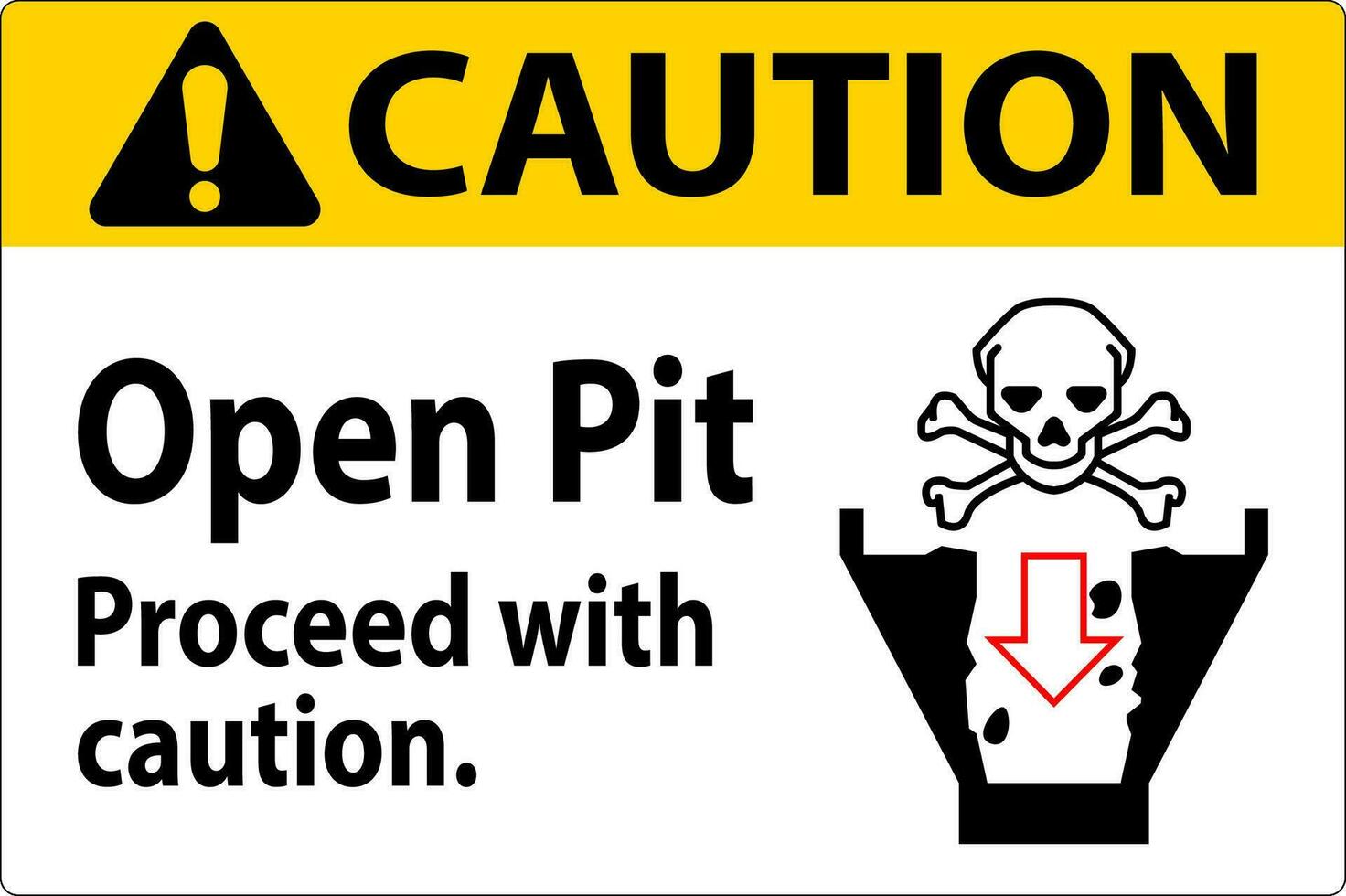 Caution Sign Open Pit Proceed With Caution vector