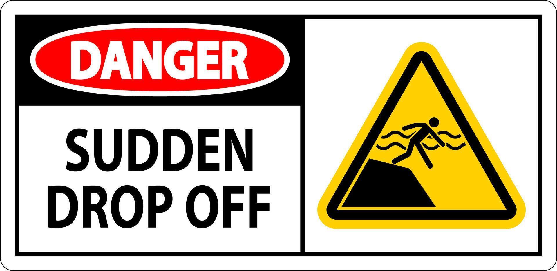 Danger Sign Sudden Drop Off vector