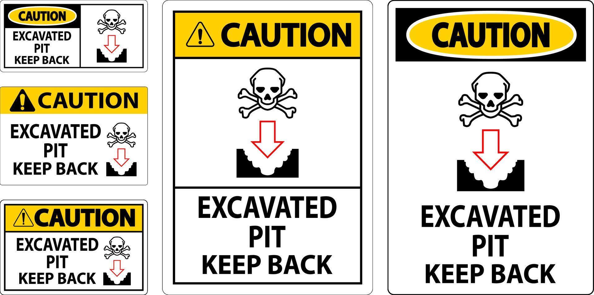 precaución excavado pozo firmar excavado pozo mantener espalda vector