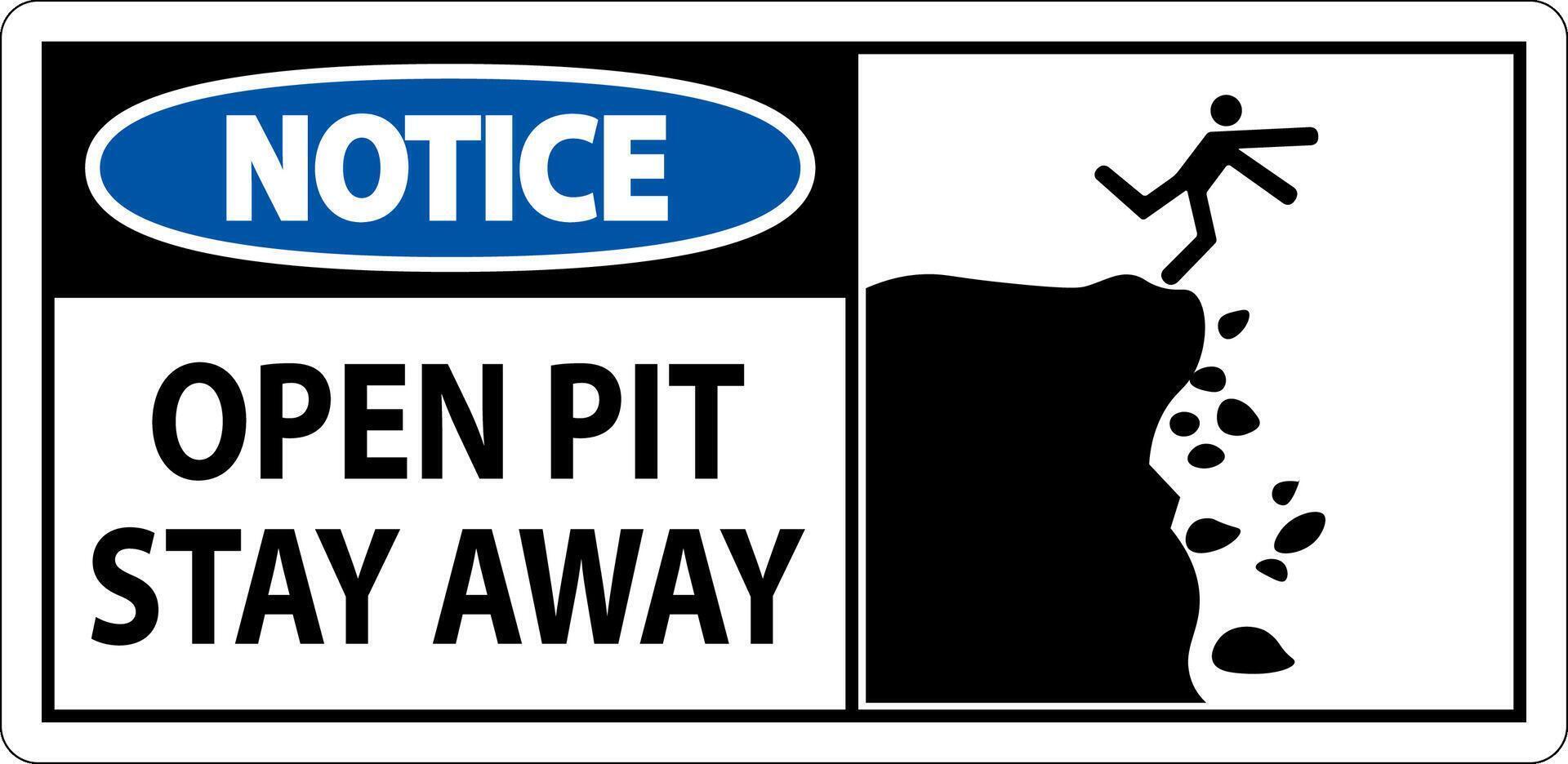 Notice Sign Open Pit, Stay Away vector