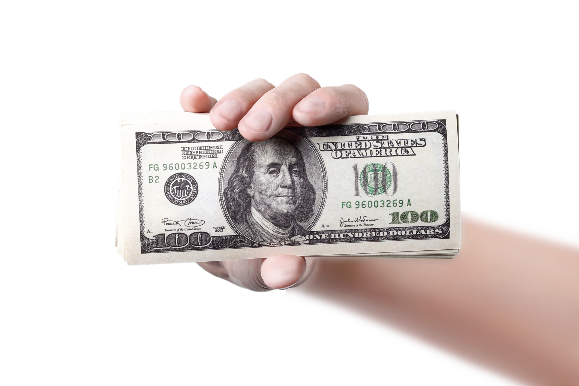 A Hand Shows A Money Isolated On Png Transparent Background 100 Dollars 