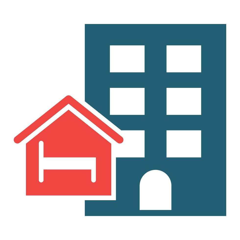 Hostel Vector Glyph Two Color Icon For Personal And Commercial Use.