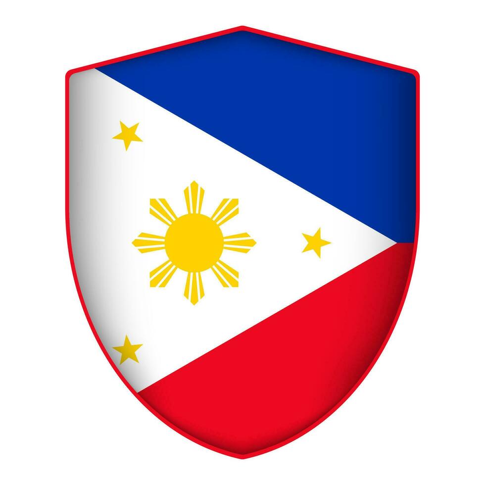 Philippines flag in shield shape. Vector illustration.