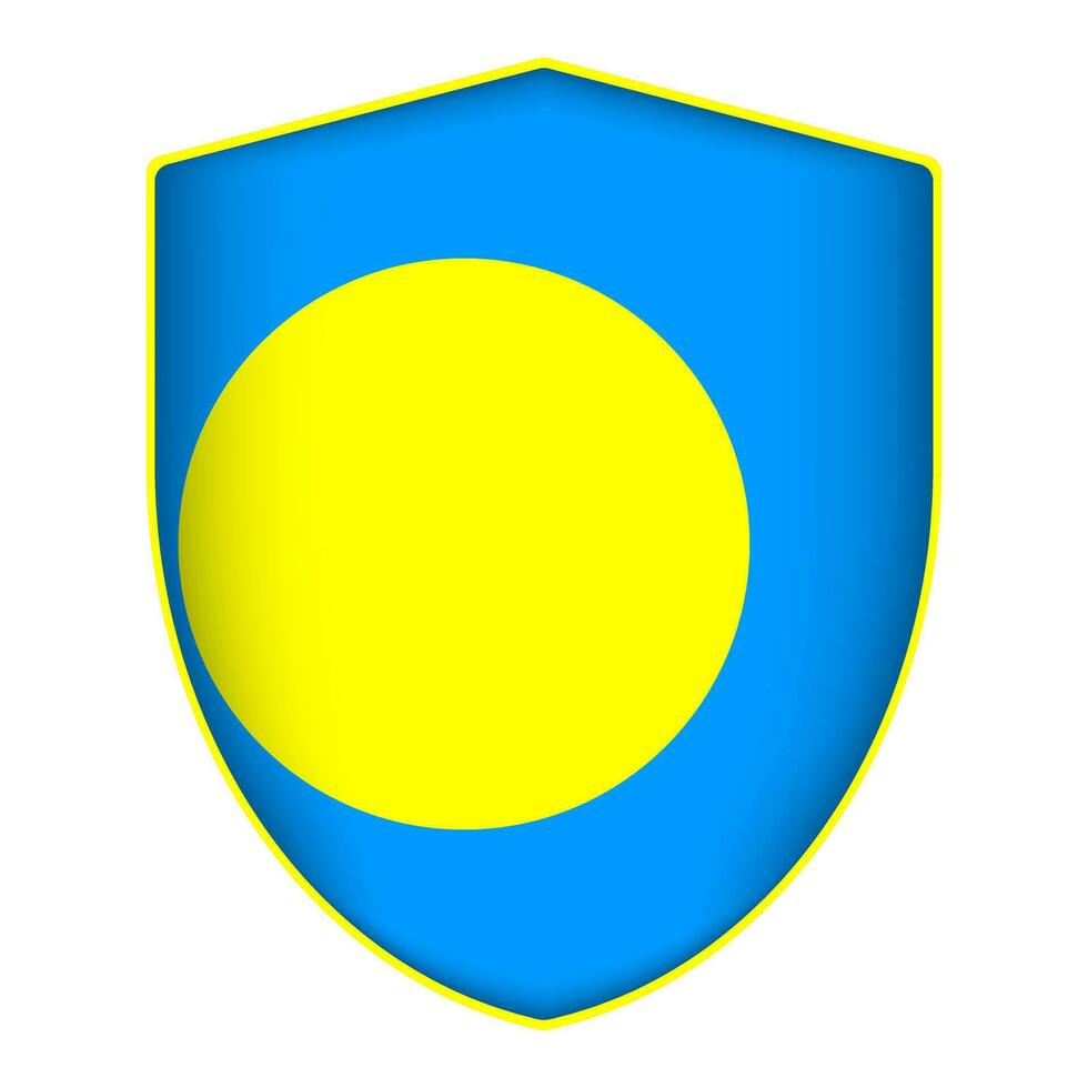 Palau flag in shield shape. Vector illustration.