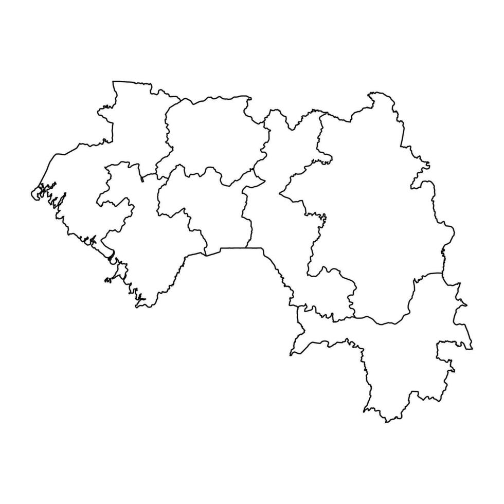 Guinea map with administrative divisions. Vector illustration.