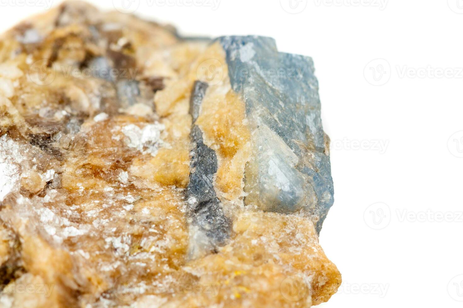 Macro mineral stone Corundum in rock a white background photo