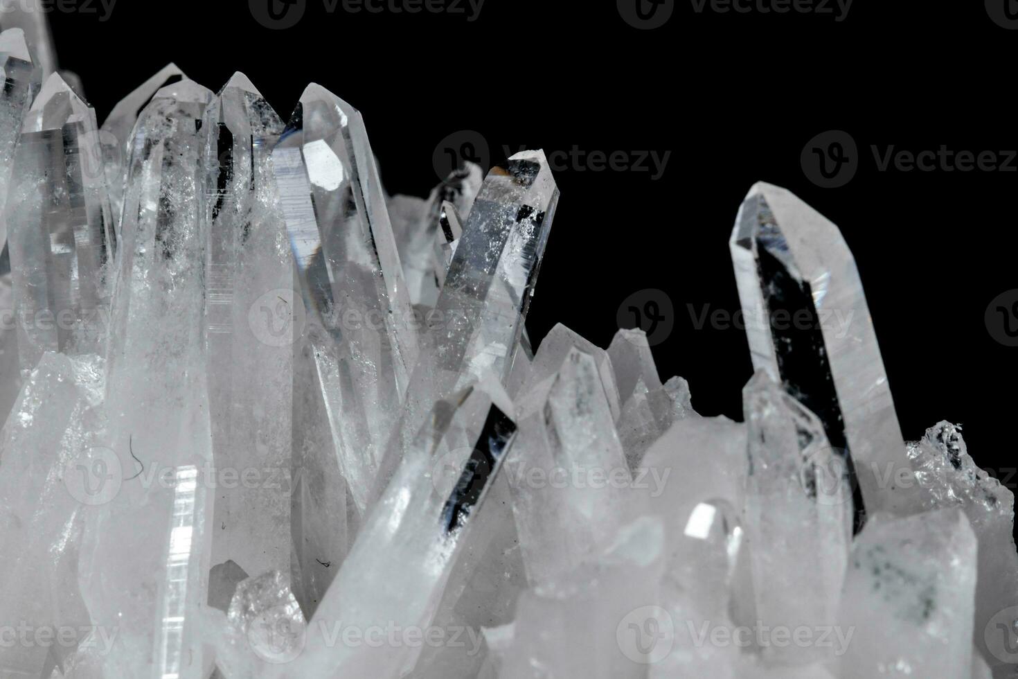 Macro Mineral Stone Rhinestone in Crystals on a Black Background photo