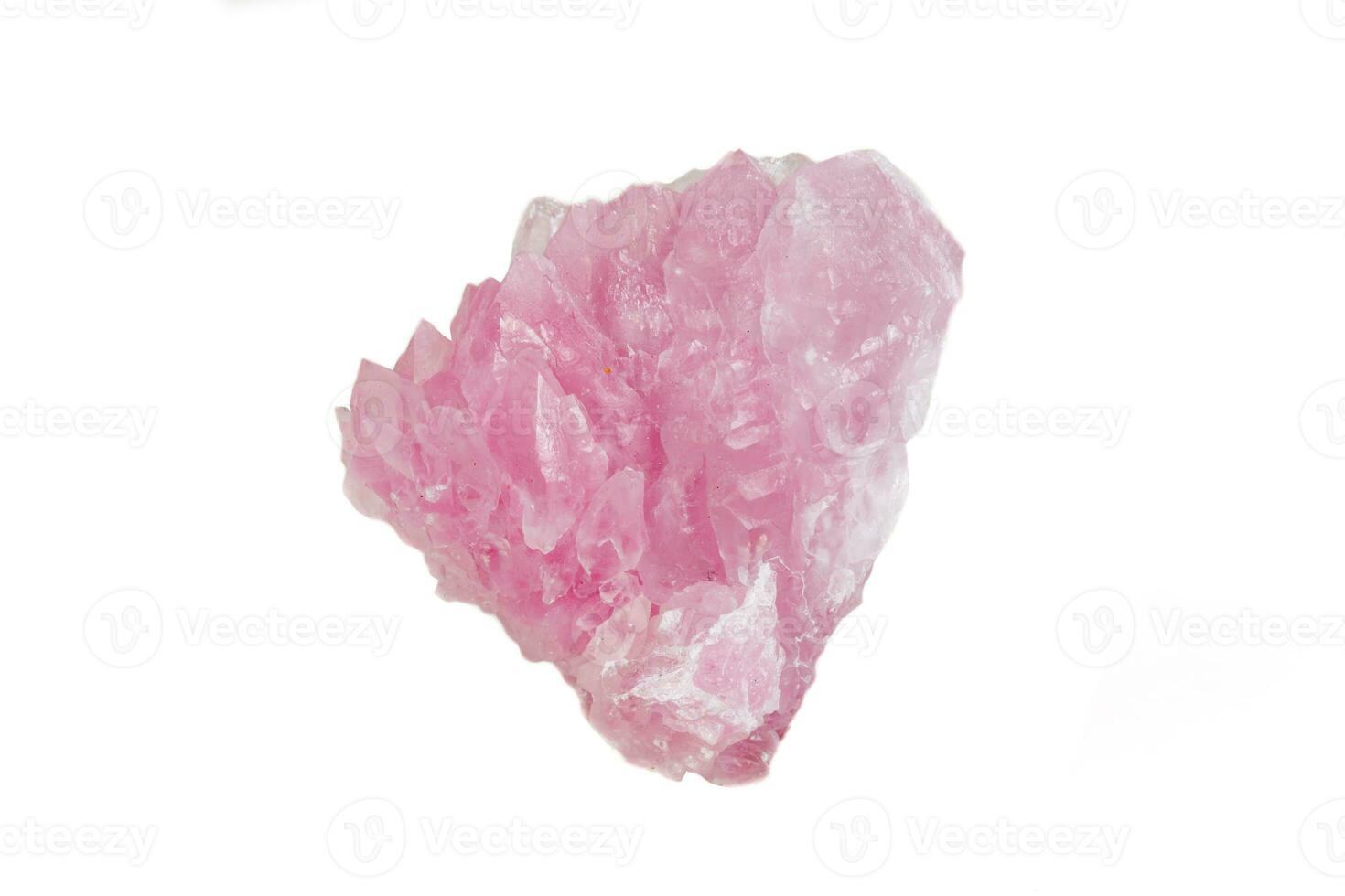 Macro mineral stone Rose quartz on white background photo