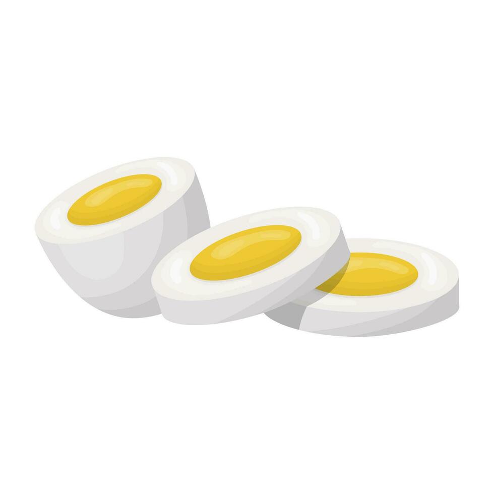 Boiled egg half and sliced. Vector illustration on a white background