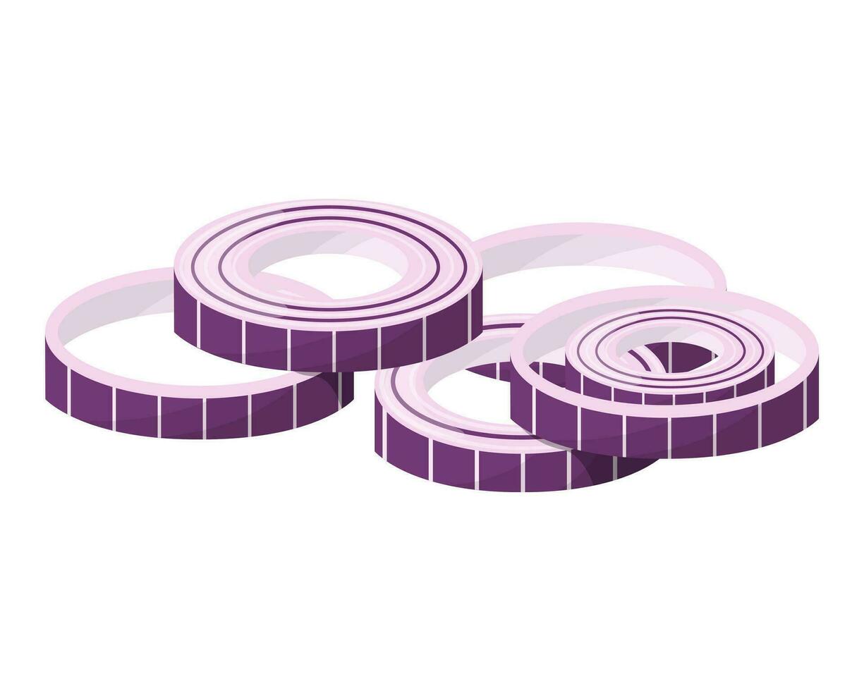Red onion rings. Isolated vector illustration on a white background.