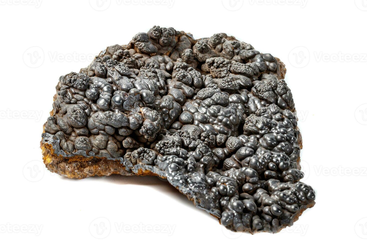 macro mineral hematites Roca en un blanco antecedentes de cerca foto