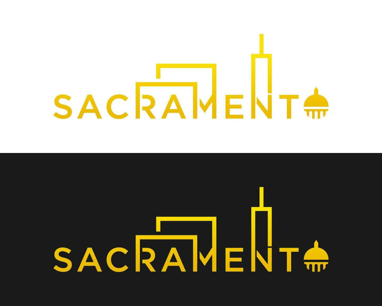 Geometric shape sacramento landscape logo design. vector