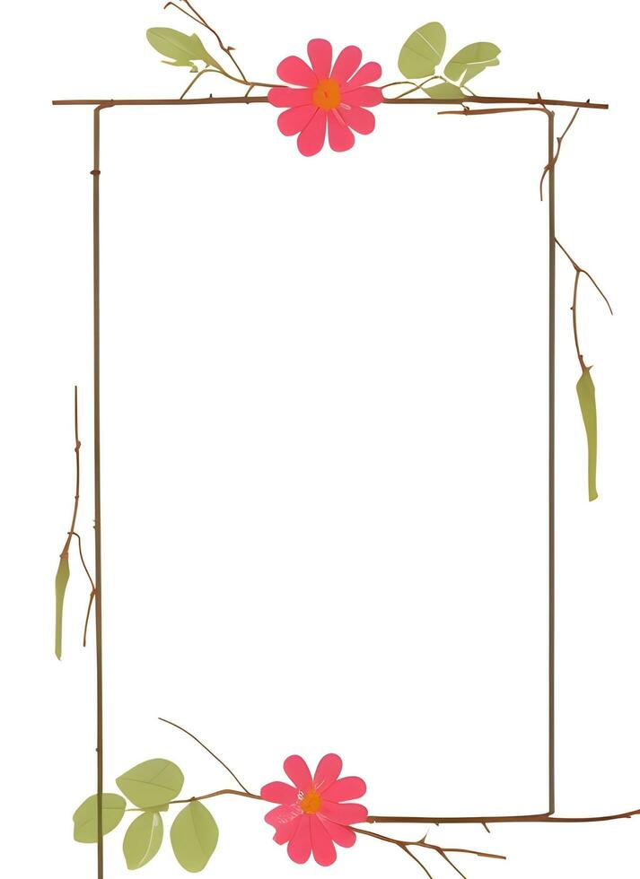 Sakura Flower Border Frame Ai Generative photo