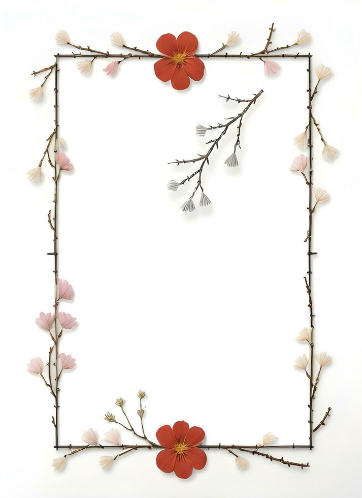 Sakura Flower Border Frame Ai Generative photo