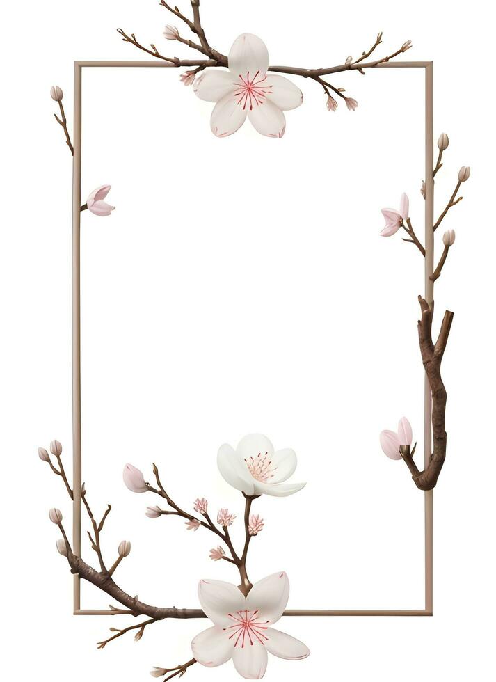 Sakura Flower Border Frame Ai Generative photo