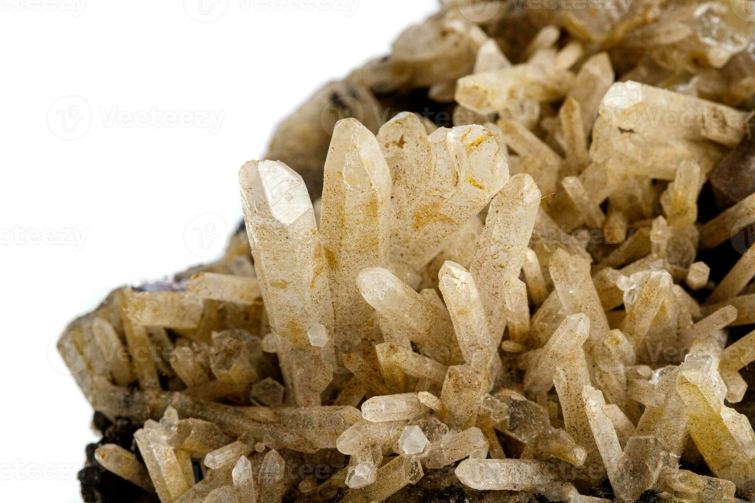 macro stone mineral quartz with galena on a white background photo