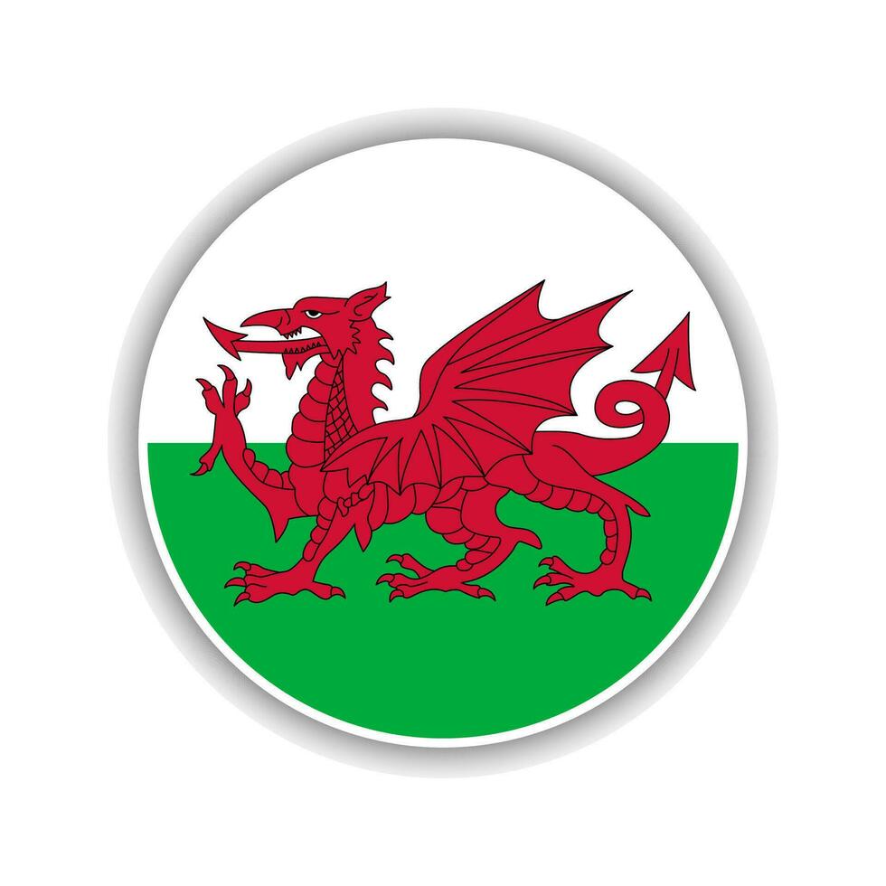 Abstract Circle Wales Flag Icon vector