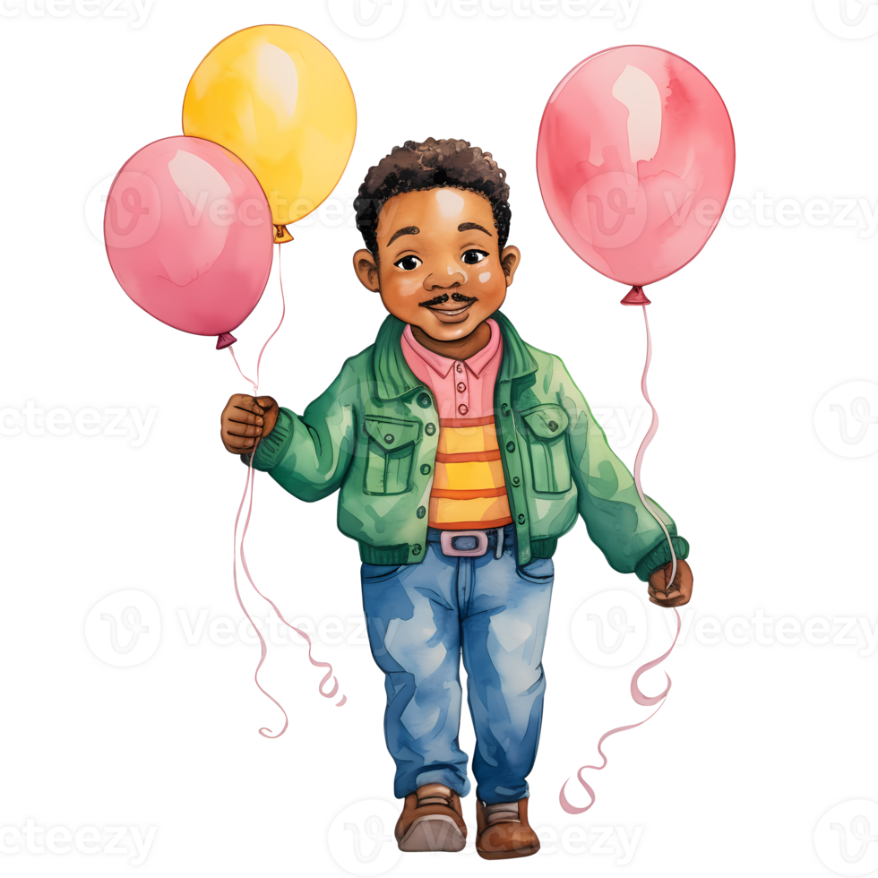 Cute Birthday Dad African American Watercolor Clipart Illustration AI