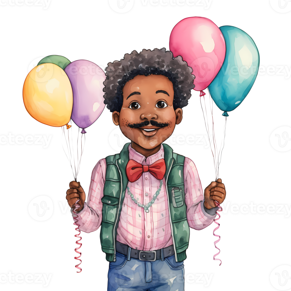 Cute Birthday Dad African American Watercolor Clipart Illustration AI