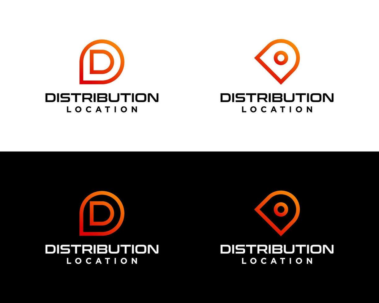 Letter D monogram location transportation logo design. vector