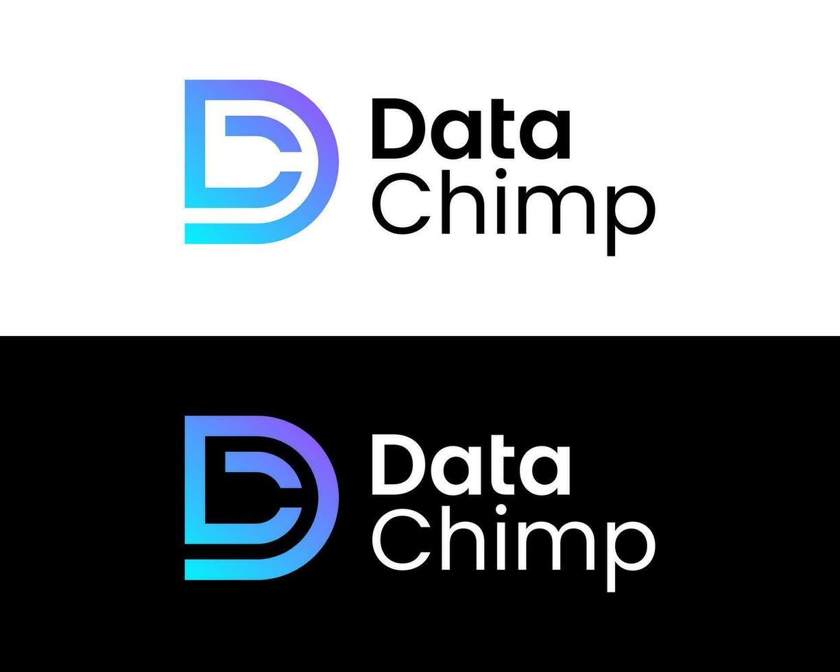 DC letters monogram technology industry logo design. vector