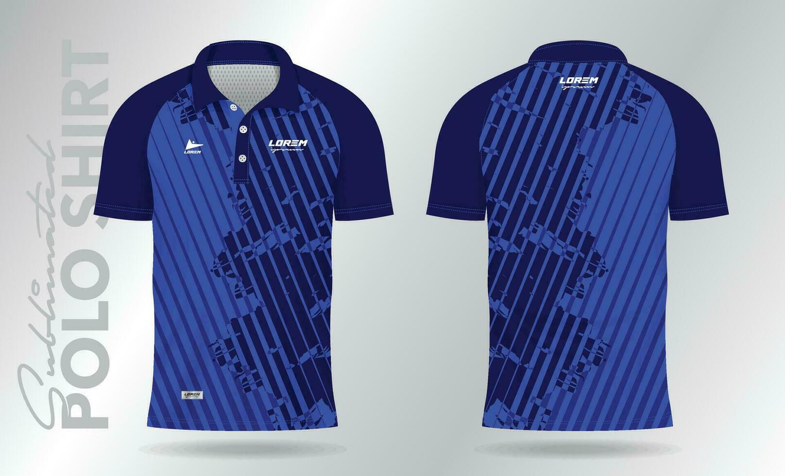 azul polo jersey Bosquejo modelo diseño para fútbol, fútbol, bádminton, tenis, o deporte uniforme vector