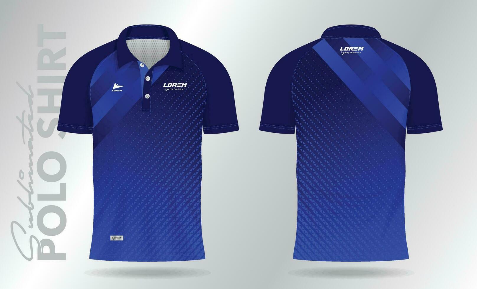 blue polo jersey mockup template design for soccer, football, badminton, tennis, or sport uniform vector