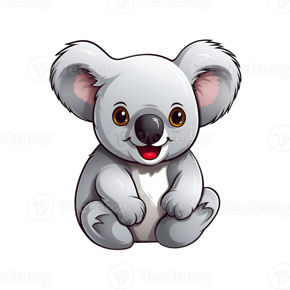 Koala Cartoon Style Illustration Artistic Style Painting Drawing No Background Perfect for Print on Demand Merchandise AI Generative png