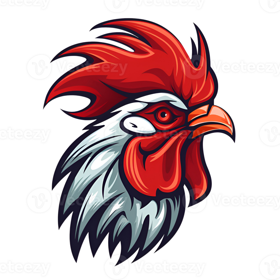 Rooster Artistic Style Painting Drawing Cartoon Style Illustration No Background Perfect for Print on Demand Merchandise AI Generative png