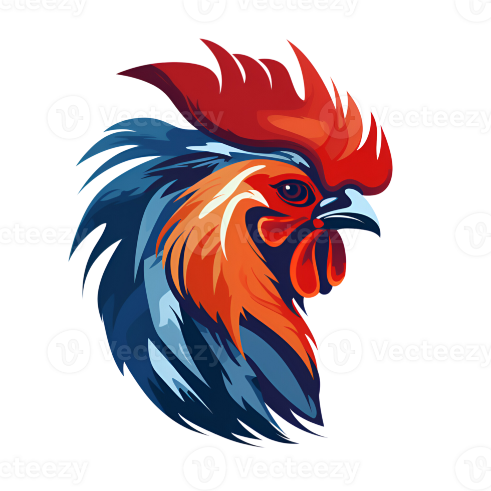 Rooster Artistic Style Painting Drawing Cartoon Style Illustration No Background Perfect for Print on Demand Merchandise AI Generative png